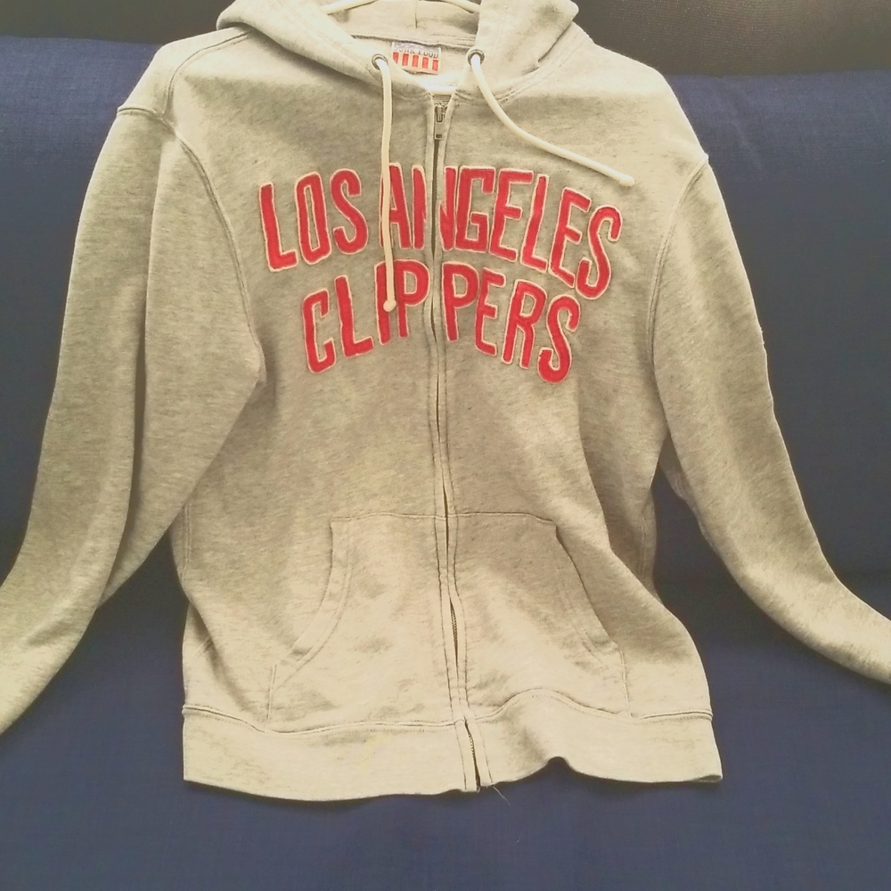 Grey Los Angeles Clippers Zip-up Hooded Sweatshirt
